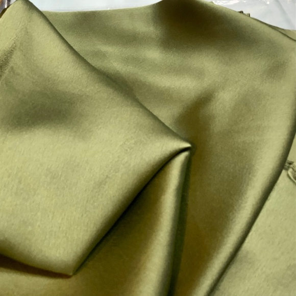 Luxury Olive Green 100% SILK SATIN Large Shawl Scarf Wrap Wedding CoverUp - Picture 4 of 7